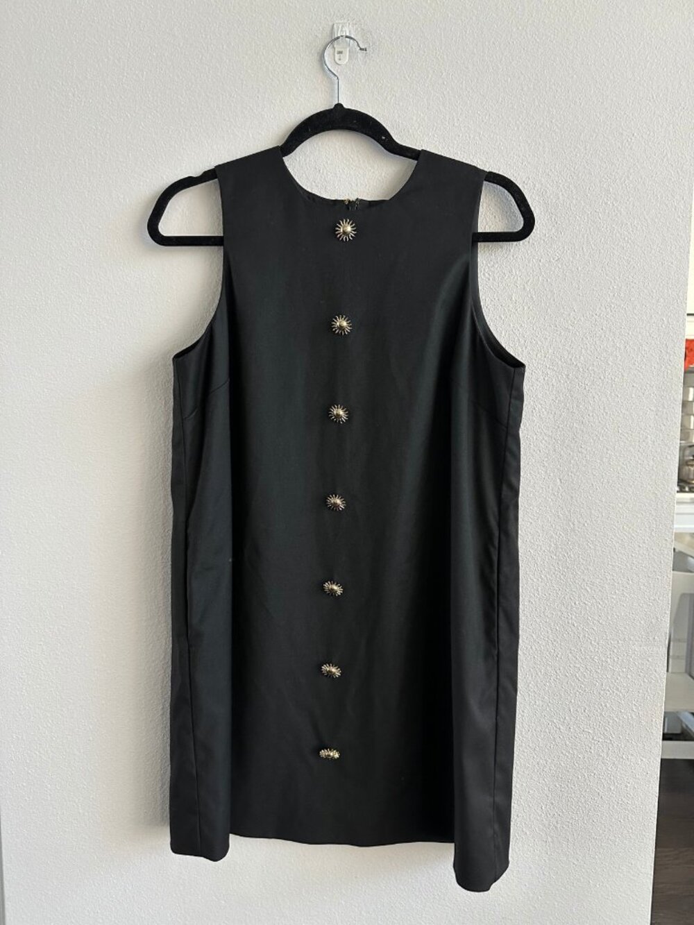 Mestiza New York Black Sleeveless Dress Gold Sunburst Detail Size 8